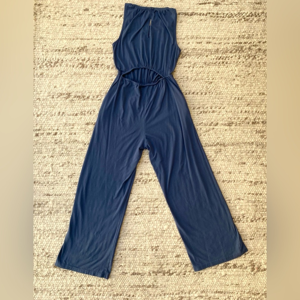 Pact Blue Sleeveless Wide-Leg Cutout Jumpsuit - Picture 5 of 10